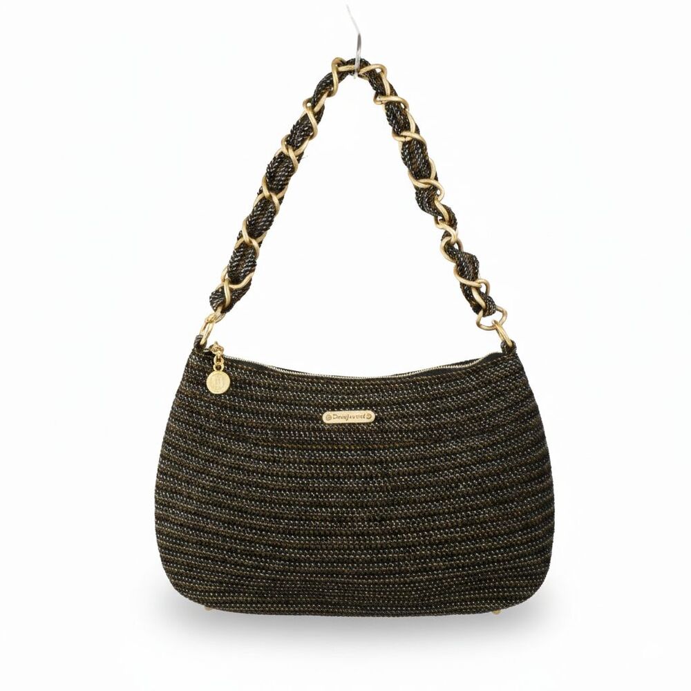 Eric Javits Handbag Brown Medium Size Braided Chain Handle Great Condition